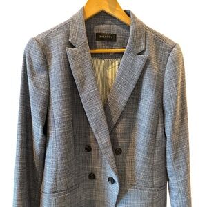 Talbots Blended Tweed Double Breasted Blazer Jacket Blue Women Size‎ 14 Academia